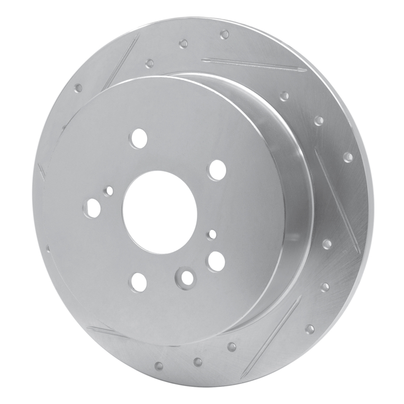Toyota Sienna Brake Rotor (1) - Rear Left - R1 Concepts - Drilled & Slotted - Silver - `04-`10